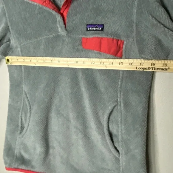 Patagonia Re Tool Snap T Fleece Pullover women medium grey pink accent warm cozy - Picture 6 of 8